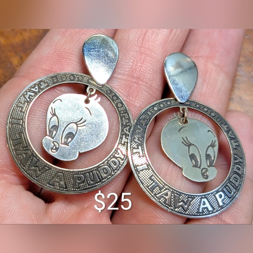 Vintage Looney Tunes TWEETYBIRD Sterling Silver Earrings